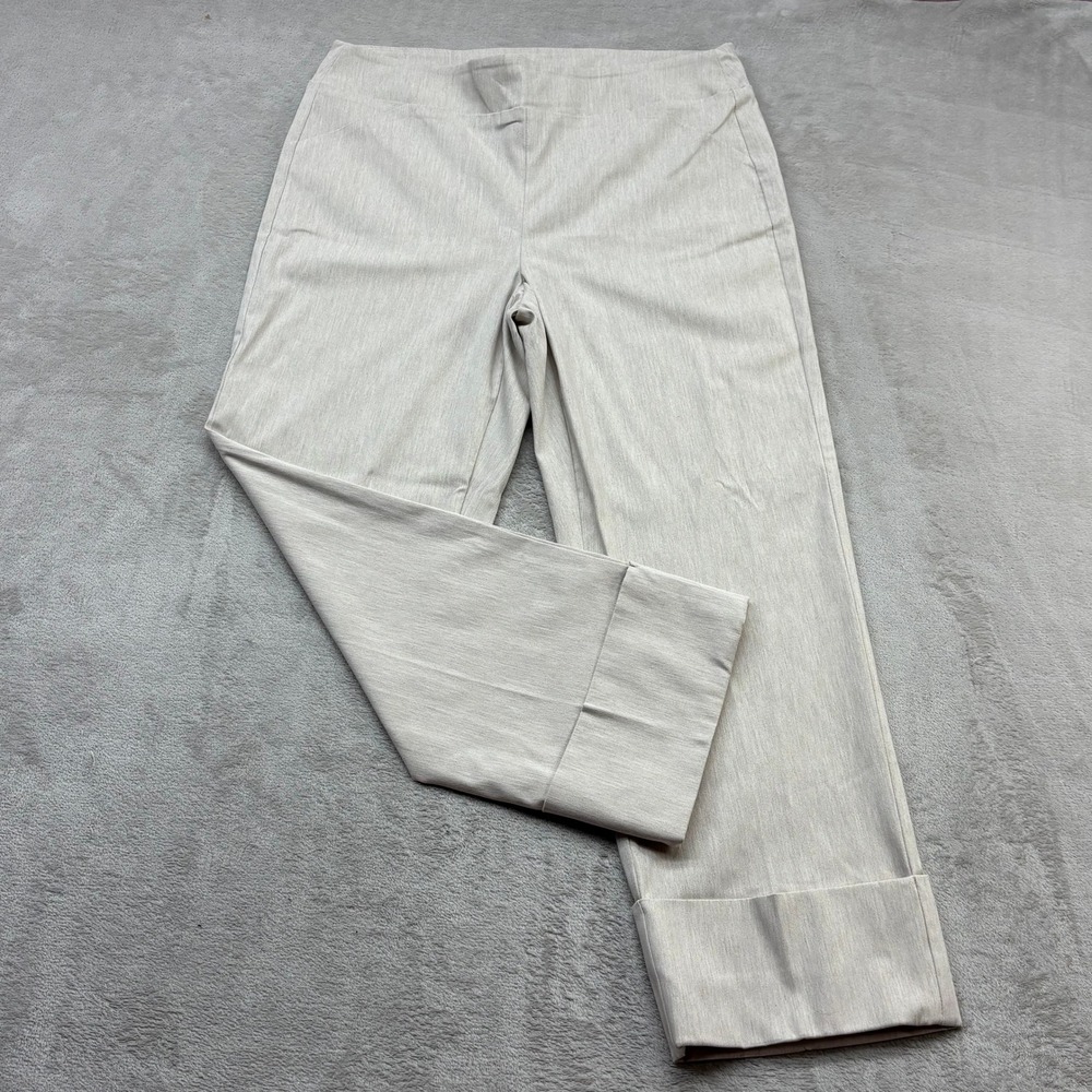 Frank Lyman Trousers Womens 12 Beige Cuffed Straight Leg Quiet Luxury Minimalist